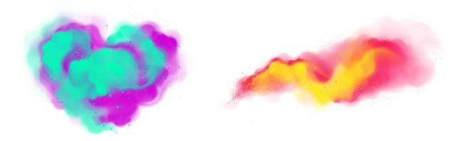 Color smoke flow and paint powder explosion vector