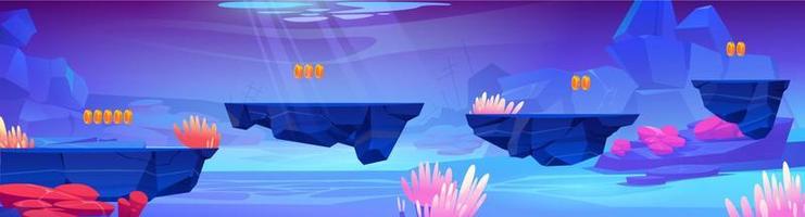 Game level background with platforms in sea vector