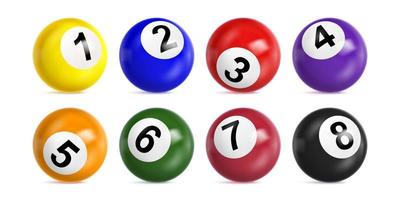 Bingo lottery balls with numbers from one to eight vector