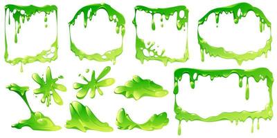 Green slime frames or elements isolated vector set