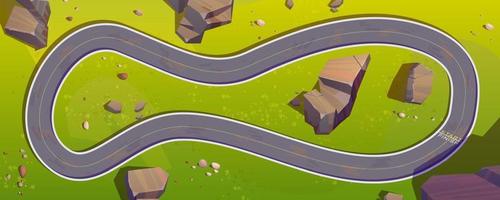 Race track for cars top view, asphalted road loop vector