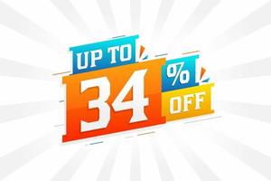 Sale of advertising campaign up to 34 Percent off promotional design. vector