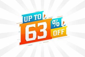 Sale of advertising campaign up to 63 Percent off promotional design. vector