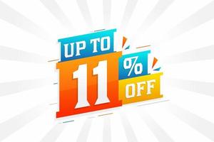 Sale of advertising campaign up to 11 Percent off promotional design. vector