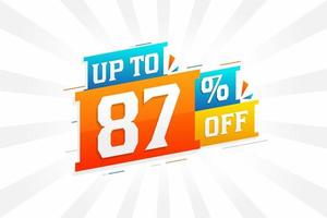 Sale of advertising campaign up to 87 Percent off promotional design. vector