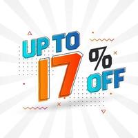 Sale of advertising campaign up to 17 Percent off promotional design. vector