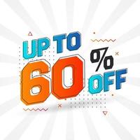 Sale of advertising campaign up to 60 Percent off promotional design. vector