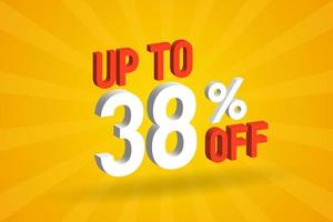 Up To 38 Percent off 3D Special promotional campaign design. Upto 38 of 3D Discount Offer for Sale and marketing. vector