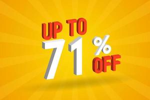 Up To 71 Percent off 3D Special promotional campaign design. Upto 71 of 3D Discount Offer for Sale and marketing. vector