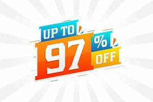 Sale of advertising campaign up to 97 Percent off promotional design. vector