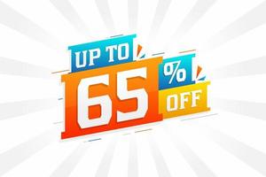 Sale of advertising campaign up to 65 Percent off promotional design. vector