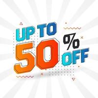 Sale of advertising campaign up to 50 Percent off promotional design. vector