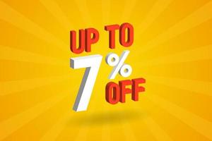 Up To 7 Percent off 3D Special promotional campaign design. Upto 7 of 3D Discount Offer for Sale and marketing. vector