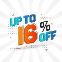 Sale of advertising campaign up to 16 Percent off promotional design. vector