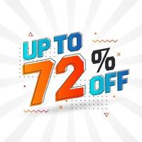 Sale of advertising campaign up to 72 Percent off promotional design. vector