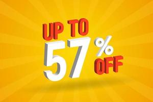 Up To 57 Percent off 3D Special promotional campaign design. Upto 57 of 3D Discount Offer for Sale and marketing. vector