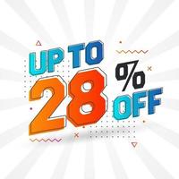 Sale of advertising campaign up to 28 Percent off promotional design. vector