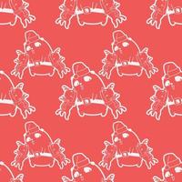 cute outline Christmas cartoon seamless pattern vector