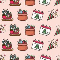 Christmas icons seamless pattern vector