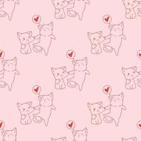 adorable outline meow cartoon seamless pattern vector