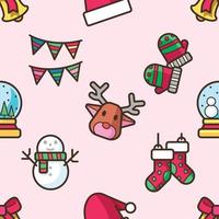 cartoon Christmas icons seamless pattern vector