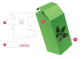 caja abatible biselada con ventana de santa navidad y plantilla troquelada de lámina de plástico vector