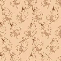 cute doodle kitty cartoon seamless pattern vector