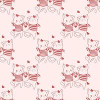 cute outline cats cartoon seamless pattern vector