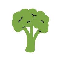 Cartoon design food element. Hand drawn broccoli vector