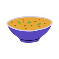 Cartoon design element. Hand drawn bowl of soup vector