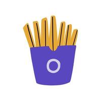 Cartoon design element. Hand drawn french fries vector