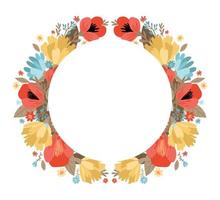 Flowers frame. Modern flat vector illustration isolated on white background.