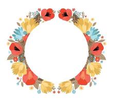 Flowers frame. Modern flat vector illustration isolated on white background.