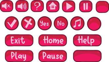 Set of different pink button for game or website, vector illustration