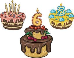 Sweet Festive Birthday Dissert Cake Sign Icon vector