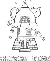 línea, taza de boceto de té o café, vector de silueta de fiesta de fiesta de té. ilustración vectorial