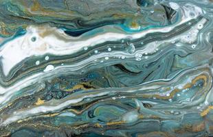 Bronze, blue and gold marbling pattern. Golden marble liquid texture. photo