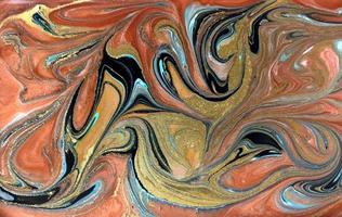 Bronze, blue and gold marbling pattern. Golden marble liquid texture. photo