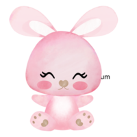 linda coelhinha rosa fazendo um gesto fofo png
