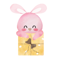 cute pink bunny girl making cute gesture png