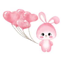 jolie fille lapin rose faisant un geste mignon png