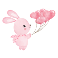 jolie fille lapin rose faisant un geste mignon png