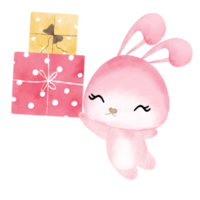 cute pink bunny girl making cute gesture png