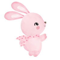 linda coelhinha rosa fazendo um gesto fofo png