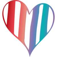 Rainbow simple doodle heart. Transparent PNG clipart for design