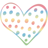 Rainbow simple doodle heart. Transparent PNG clipart for design