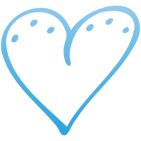 Simple blue doodle heart. Isolated design element for valentine's day, wedding, romance. Transparent PNG clipart