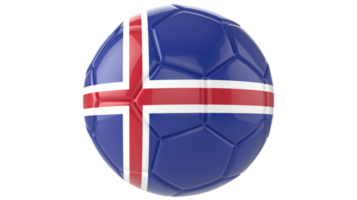 Balón de fútbol realista en 3d con la bandera de islandia aislado en un fondo png transparente