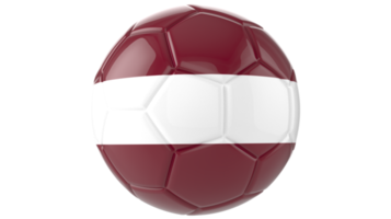 Ballon de football réaliste 3d avec le drapeau de la Lettonie dessus isolé sur fond png transparent