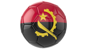 3d realistic soccer ball with the flag of Angola on it isolated on transparent PNG background